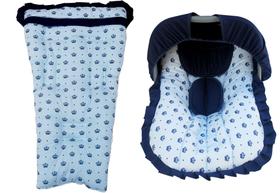 Capa de Carrinho + Capa de Bebê Conforto + Capota Azul Claro com Coroas