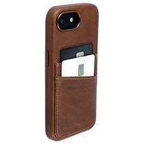 Capa de cartão de couro Dockem para iPhone 16e com 2 slots marrom