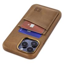 Capa de cartão Dockem em couro genuíno para iPhone 15 Pro Max