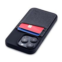 Capa de cartão Dockem iPhone 14 Pro de silicone líquido preta