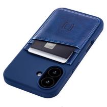 Capa de cartão Dockem para iPhone 16 com capa de silicone líquido azul