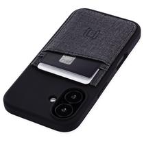 Capa de cartão Dockem para iPhone 16 com capa de silicone líquido preta