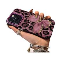 Capa De Celular Antichoque Borboleta Leopardo Para iPhone 17 16 15 14 13 12 11 pro Max Air plus X XR
