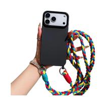 Capa De Celular Artesanal Com Cordão Para iPhone 17 pro Max 16, Capa Protetora Transversal Com Alça