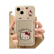 Capa De Celular Com Carregamento Sem Fio E Suporte Magnético Para Cartões Hello Kitty Para iPhone 17
