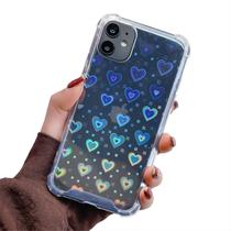 Capa de celular COOWEEK Clear Heart Laser Glitter para iPhone 12 6.1"