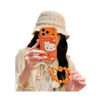 Capa De Celular De Couro Listrada Laranja Com Urso De Pelúcia Para Apple iPhone 17 pro Max 16 15 pro - Sanrio