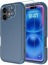Capa de celular Diverbox para iPhone 16, à prova de choque, azul à prova de quedas