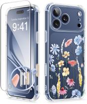 Capa de celular GVIEWIN iPhone 17 Pro 6,3" transparente floral fina