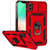 Capa de celular M MAIKEZI iPhone XS Max 6,5" de camada dupla vermelha