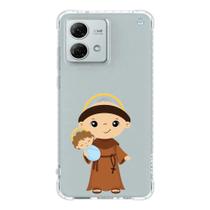 Capa de Celular Motorola com Arte de Santo Antônio Fé, Amor e Proteção