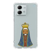 Capa de Celular Motorola Nossa Senhora Aparecida Estilizada com Detalhes Dourados Fé, Proteção e Elegância
