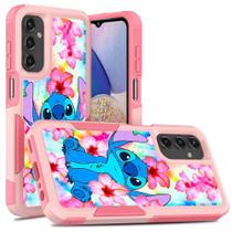 Capa de celular TOWN Cute Stitch com flores para Galaxy A25 5