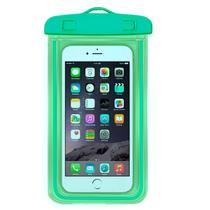 Capa de Celular Transparente Verde Prova Dágua Universal Capa de Celular Transparente Verde Prova Dágua Universal