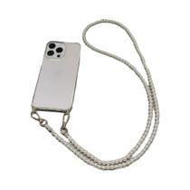 Capa De Celular Transversal De Luxo Com Cordão E Colar De Pérolas Para iPhone 16 14 11 12 13 15 pro