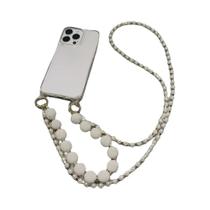Capa De Celular Transversal De Luxo Com Cordão E Colar De Pérolas Para iPhone 16 14 11 12 13 15 pro