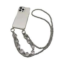 Capa De Celular Transversal De Luxo Com Cordão E Colar De Pérolas Para iPhone 16 14 11 12 13 15 pro