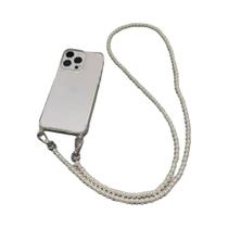 Capa De Celular Transversal De Luxo Com Cordão E Colar De Pérolas Para iPhone 16 14 11 12 13 15 pro