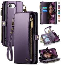 Capa de celular Wallet Defencase para iPhone 16E 2025 roxa