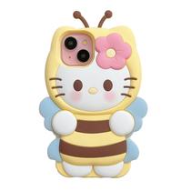 Capa de celular YAKVOOK Kawaii Cartoon Bee Cat iPhone 14 Pro