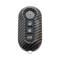 Capa de chave de carro abs de carbono para fiat 500 500l 500x abarth chave dobrável de 3 botões