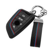 Capa De Chave De Carro De Silicone BMW Com Chaveiro Para Séries 1 2 3 4 5 6 7 X1 X3 X4 X5 X6 X7 F10