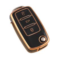 Capa De Chave De Carro Em Fibra De Carbono ABS Para VW Polo Tiguan Passat Golf Jetta Skoda Octavia