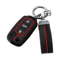Capa De Chave De Carro Volkswagen Em Silicone Com Chaveiro Para Polo Passat Golf Eos Bora Beetle TSI