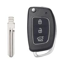 Capa De Chave Remota Para Carro Hyundai Com 3 Botões, Shell Flip Para Solaris, Verna, Elantra, Santa