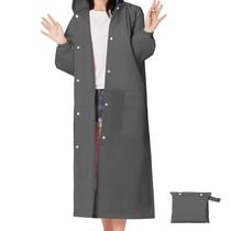 Capa de chuva Artrello EVA reutilizável para adultos com capuz cinza grande Capa de chuva Artrello EVA reutilizável para adultos com capuz cinza grande