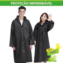 Capa De Chuva Capuz Reforçada Impermeável Transparente Obra Profissional Transparente