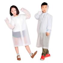 Capa de chuva de eva branca com capuz infantil 85cm Capa de chuva de eva branca com capuz infantil 85cm