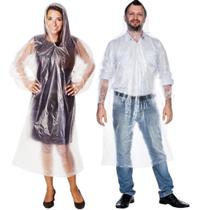 Capa De Chuva Descartável Transparente Kit Com 100 Unidades