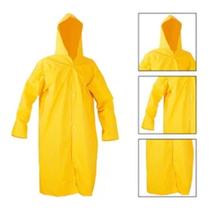 Capa de Chuva em PVC Amarela com Capuz e Manga (Tamanho G) Impermeável e Resistente