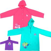 Capa de Chuva Fashion Estilosa Infantil Impermeável com touca para Menina Tamanho G