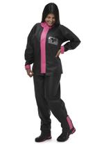 Capa de chuva feminino preta /rosa pink calça e jaqueta pantaneira