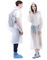 Capa de chuva grossa e longa em vinil transparente com capuz impermeável CP16T Capa de chuva grossa e longa em vinil transparente com capuz impermeável CP16T