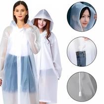 Capa de Chuva Impermeável c/ Touca Transparente Tamanho Único G Capa de Chuva Impermeável c/ Touca Transparente Tamanho Único G