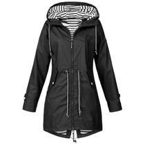 Capa De Chuva Impermeável Leve Feminina Casual Jaqueta Trench Básica Com Cordão Para Caminhadas