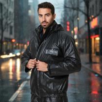 Capa De Chuva Impermeável Reforçada Preto Capa De Chuva Impermeável Reforçada Preto