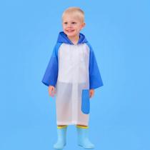 Capa de chuva Infantil Capuz Bolso Azul/Rosa 100/130 cm