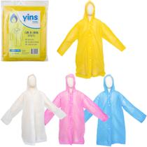 Capa de chuva infantil de eva tamanho unico descartavel com botao + cordao no capuz - YINS Capa de chuva infantil de eva tamanho unico descartavel com botao + cordao no capuz - YINS