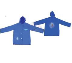 Capa De Chuva Infantil Frozen Pvc Menina Azul Com Botão