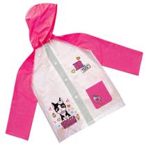 Capa de Chuva Infantil Rebecca Bonbon, Rosa e Branco, com Capuz e Bolso Frontal Capa de Chuva Infantil Rebecca Bonbon, Rosa e Branco, com Capuz e Bolso Frontal
