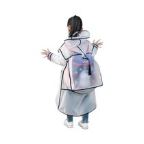 Capa De Chuva Infantil Transparente Em EVA Impermeável Com Mochila Para Meninos E Meninas, Poncho