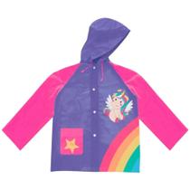 Capa de Chuva Infantil Unicórnio, Menina, Roxo e Rosa, Estampa de Arco-Íris, Impermeável, com Capuz Capa de Chuva Infantil Unicórnio, Menina, Roxo e Rosa, Estampa de Arco-Íris, Impermeável, com Capuz