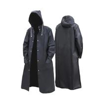 Capa De Chuva Longa Impermeável Unissex Preta Com Capuz Para Atividades Ao Ar Livre, Motociclismo,