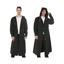 Capa De Chuva Masculina Impermeável Preta, Resistente Ao Vento, Estilo Poncho Para Motociclistas