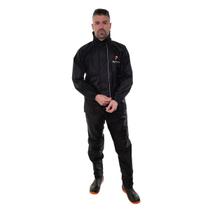 Capa de Chuva Masculino Preto Emborrachado Para Motociclistas Com Capuz e Bolso Tam GG Pioneira