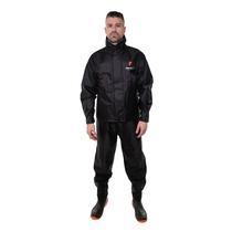 Capa de Chuva Masculino Preto Emborrachado Para Motociclistas Urban Com Gola Tam G Pioneira